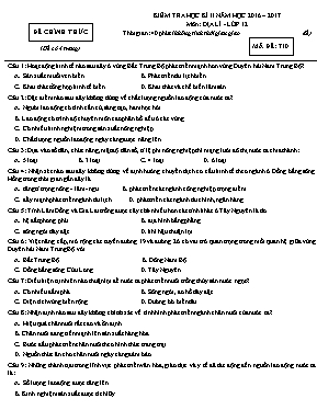 Đề kiểm tra học kỳ II môn Địa lý Lớp 12 - Mã đề 710 - Năm học 2016-2017